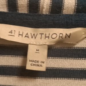 FINAL PRICE 41 HAWTHORN teal and white striped l/s sweater Size Medium